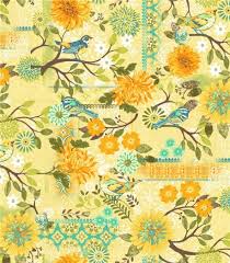 It has great colour retention, drapes well, is machine washable as well as dry at times, you may not want to use some wild, crazy pattern and need something simple. Light Yellow Flower Leaf Bird Pattern Fabric By Studioe Blue Bird Kawaii Fabric Shop