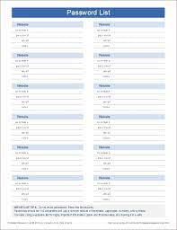 Benefits of password list template. Printable Password List