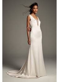 Black And White Wedding Dresses David S Bridal White By Vera Wang Apres Crepe Back Satin With Encrusted Bandeau Dressshop Now David S Brida Ball Gowns Wedding Cheap Wedding Dress Wedding Dress Long Sleeve