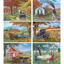 Order online or call, 24 hours a day: Set Of 6 John Sloane Fall 300 Large Piece Jigsaw Puzzles Bits And Pieces