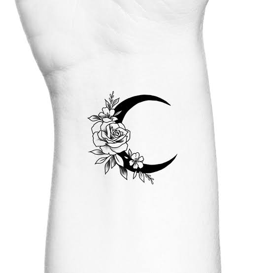 Crescent Moon Floral Temporary Tattoo (halloween Witch) - Etsy Canada