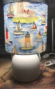 Sunbeam Table Lamp With Lighthouses And Sailboats Ebay Lamp Fabric Shades Modern Table Lamp