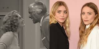 Elizabeth olsen as wanda maximoff and teyonah parris as monica rambeau in marvel studios' 'wandavision' marvel. Elizabeth Olsen Reacts To Jimmy Kimmel S Olsen Twins Wandavision Theory 247 News Around The World