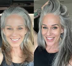 Dyefree transformation. The growout stage was fun 😂 But I'm glad I pushed  through! 3 years 3 months dye free! grayhair