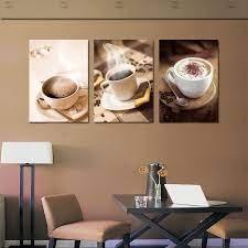 The intricate colors and shades will make this piece of art the centre of attention. 3 Piece Hot Coffee Cup Painting Wall Art Pictures Kitchen Room Decor Coffee Shop Canvas Prints Modern Paintings Poster No Framed Painting Poster Art Picturespicture Kitchen Aliexpress