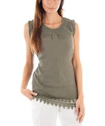Lin Passion Green Lace Accent Berne Sleeveless Top Zulily