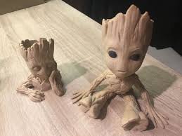 Baby Groot Figures 3d Printed With Wood Filament Using Original Prusa I3 Mk2 Printer 3d Printing 3d Printing Service Printer