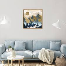 Framed wall pictures for living room the range. Oliver Gal Sapphire Mountain Range Nature And Landscape Wall Art Framed Canvas Print Mountains Blue Gold Overstock 32481343