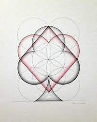 Zentangle Sacred Geometry Here Superimposed Upon One Another Are Club Heart Spade And Clover Symbols Which Are Found Geometric Art Card Tattoo Card Art