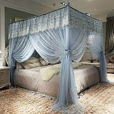 Of course there is no push in here. Ruffle Tassel 4 Corner Post Mosquito Net Twin Xl Light Blue Bed Canopy For Girls Kids Toddlers Crib Jqwupup Luxury Bed Curtains Canopy Bedding Decor Home Kitchen Bed Canopies Drapes