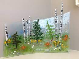 Summer Forest Curve 4 Glass Fusing Projects Fused Glass Panel Fused Glass Art