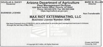 You can start a pest control business with minimal capital on an initial small scale and the you will pay for licensing and you will also be required to pay for liability insurance too. Maxriot Exterminating Pest Control