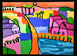 Paintbrush Rocket Abstract Landscape 4th Grade Art Elementary School Art