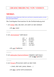 Ein alleinstehendes 'i' kann leichter erfasst werden, wenn es groß geschrieben ist, also begann man, es auf diese weise zu nutzen, um texte lesbarer zu machen. Grossschreibung Von Verben Merktext Unterrichtsmaterial Im Fach Deutsch Grossschreibung Verben Merken