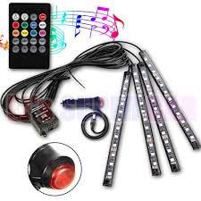 Car Led Strip Light Ej S Super Car 4pcs 48 Led Dc 12v Multicolor Music Car Interior Lights Led Under Dash Lighting Atmosphere Neon Lights Kit With Sound Active Led Strip Lighting