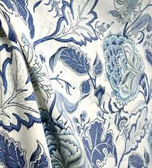 Meadowlark Indigo Blue White Jacobean Floral Fabric Blue And White Blue Florals Floral Fabric