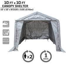Kdgarden 10x10x8 Ft Portable Shelter Heavy Duty Canopy Storage Tent For Outdoor Backyard With 4 Utype Ground Stakes Fo Carport Canopy Carport Portable Shelter