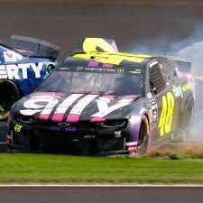 Nascar driver jimmie johnson announces he's missing the brickyard 400 race this weekend after he and his wife test positive for coronavirus. Devastating Crash Keeps Jimmie Johnson Out Of Nascar S Playoffs For First Time In His Career Usa Today Nascar Nascar Racing Racing
