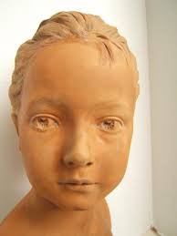 TERRA COTTA HOUDON BUST GIRL MADE IN FRANCE WITH MARKINGS