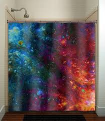 Fire Ice Nebula Planet Outer Space Galaxy Shower Curtain Extra Etsy Custom Wall Kid Bathroom Decor Shower Curtain