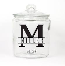 Personalized Last Name Cookie Jar Monogram Initial And Etsy Glass Cookie Jars Jar Cookie Jars Diy