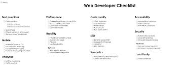 Web Developer Checklist Web Development Checklist Development