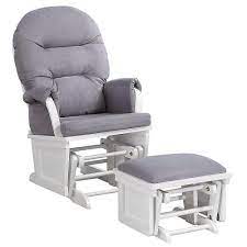 Shermag Aiden Glider Rocker And Ottoman White With Grey Cushions Glider And Ottoman Rocking Armchair Glider Rocker