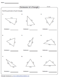 Perimeter Of A Triangle Worksheets