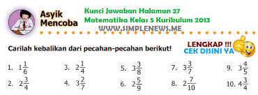 Lengkap Kunci Jawaban Halaman 27 Matematika Kelas 5 Kurikulum 2013 Kunci Jawaban Lengkap Dan Terbaru Simplenews