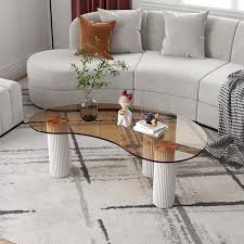 Then, think about the color of the base. Modern Coffee Table With Tempered Glass Solid Wood Legs