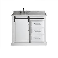 Roman 40 inch single bathroom vanity in white. Ove Decors Santa Fe 40 W X 22 D Vanity And Carrera Marble Vanity Top With Left Offset Oval Undermount Bowl At Menards