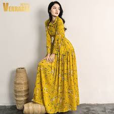 Us 33 44 Verragee Women Chiffon Dress Vintage Long Printed Casual Casual Chiffon Dress Chiffon Dress Vintage Designer Maxi Dress Womens Maxi Dresses