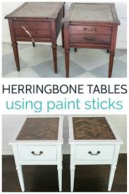 As you can see, each box can face outward to provide extra storage shelves, while the stunning stained wood surface offers a place for drinks and more. How To Make A Herringbone Table Top With Paint Sticks Lovely Etc