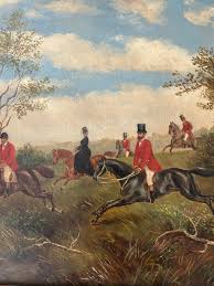 19th century English Fox Hunt - Oil on Canvas