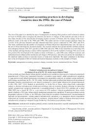 Pdf Management Accounting Practices In Developing Countries Since The 1990s The Case Of Poland