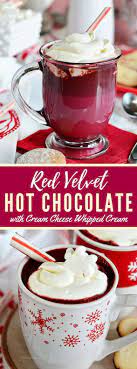 Red Velvet Hot Chocolate With Cream Cheese Whipped Cream Drinks Christmas Redvelve Hot Chocolate With Cream Red Velvet Hot Chocolate Christmas Hot Chocolate