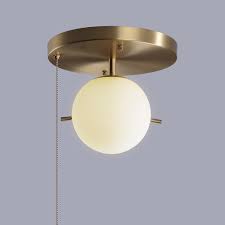 Want to have switch/outlet gfci protected. Gidu Mid Century Pull Chain Ceiling Light Globe Glass Shade Semi Flush Mount Metal In Gold Semi Flush Mount Ceiling Lights Lighting