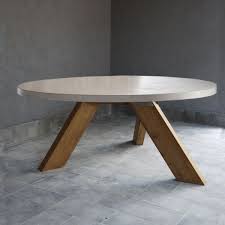 Round Teak Concrete Table Outdoor Concrete Dining Table Round Dining Table Modern Round Concrete Dining Table