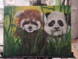 Hello everyone. I got a task from a little boy. To paint a red panda and a  white one. For the children's room. He wanted it very much for his  birthday. So,