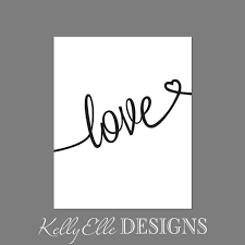 Love Art Print Art Print Cursive Font Love With In Heart Shape Single Print In Black And White Or Choose Your Colors Cursive Love In Cursive Cursive Fonts