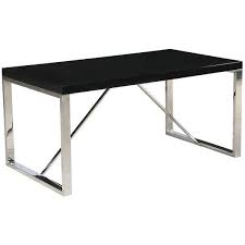 Chrome metal furniture legs for coffee table bench cabinet 2pc modern value $105.95 usa made hairpin legs, set of 4, all sizes, diy raw steel, metal table legs Modern Mid Century Black Glossy Paint Wood Top Silver Chrome Steel Leg Base Rectangle Dining Overstock 16807966