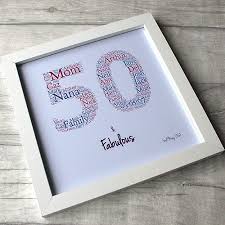 Unique 50th Birthday Gift Ideas For Women Personalised 50th Birthday Word Art Print And Frame 50th Birthday Gifts For Woman 50th Birthday Presents Birthday Words
