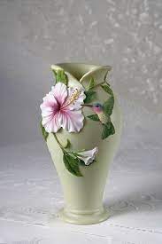 Hummingbird Hibiscus Table Vase Ibis Orchid Design Collection By Ibis Orchid 40 99 5 W X 9 25 Inches Flower Vase Design Vase Design Ceramic Flowers