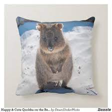 Happy Cute Quokka On The Beach Throw Pillow Zazzle Com Beach Throw Pillows Throw Pillows Pillows