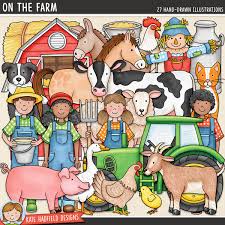 A great place for families to spend the day. On The Farm Clip Art And Line Art Bundle