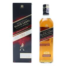 White flexible straw, fork, knife, spoon, bubble tea straw, black trash bags, sticker label for product. Johhnie Walker Black Label Sherry Edition Whisky My