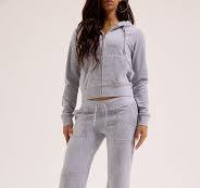 SILVER MARL LOW RISE COTTON VELOUR TRACK PANTS – Juicy ...