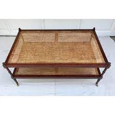 Pair of trioh møbler teak and cane side tables. Baker Furniture Company Americana Baker Furniture Cane Coffee Table On Brass Wheels For Sale Image 4 Of 8 Coffee Table Baker Furniture Home Living Room