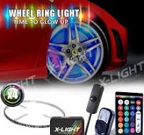 RGB LED Wheel Rim Lights 4 Rings Kit with Dual Wireless ...