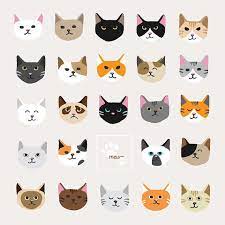 Nursery Cute Cat Faces Animal White Black Orange Grey Clip Art 300 Dpi Jpg Png Files Editable Cute Cat Face Cat Face Cat Day
